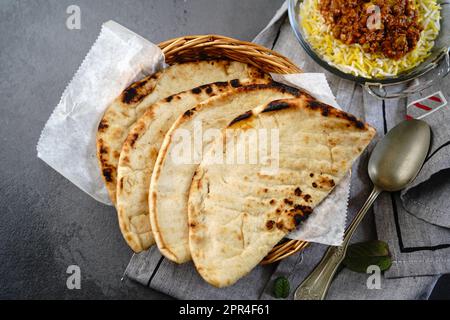 Middle eastern Lavash flat bread, selective focus Stock Photo