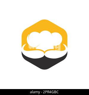 Mister Chef vector logo design template. Chef cap and mustache icon design. Stock Vector