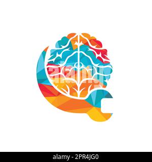 Brain repair vector logo design. Brain and wrench icon logo design. Stock Vector