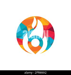 Fire pin vector logo design template. Fire location logo design concept. Stock Vector