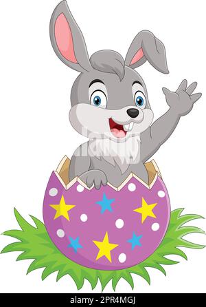 Cartoon Easter bunny in the Easter egg Stock Vector