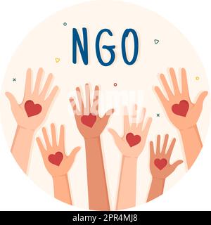 NGO or Non-Governmental Organization to Serve Specific Social and Political Needs in Template Hand Drawn Cartoon Flat Illustration Stock Vector