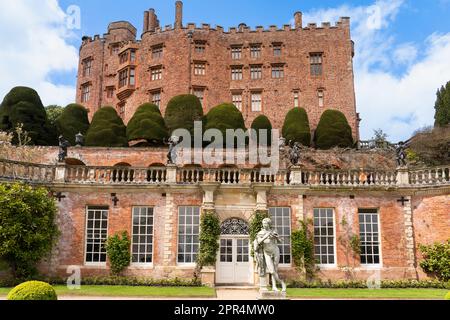The Orangery Terrace in the Baroque Garden of Powis Castle - a medieval fortress & grand country house with a Baroque garden. Powys, Wales Stock Photo
