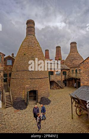 The Gladstone Pottery Museum with it's bottle kilns at Longton, Stoke-on-Trent in Staffordshire, England. Stock Photo