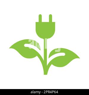 Plant and electricity plug vector icon Stock Vector