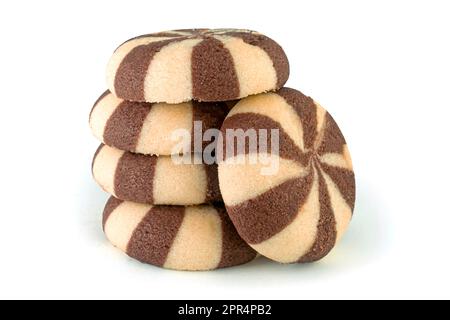 Striped biscuits of a chocolate cloves isolated on white background high quality details Stock Photo