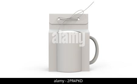 Mug box holder isolated on white background, high quality - 3D rendering Stock Photo