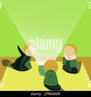 Abstract Brainstorming Problem Solutions, Careful Thinking Concept, Critical Logical Reasoning, Solving Puzzle Ideas, Creative Designs, Breakthrough New Knowledge Stock Vector