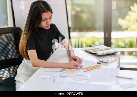 User experience user interface concept, ux ui Graphic designer creative sketch breif user experience interface color planning application process deve Stock Photo