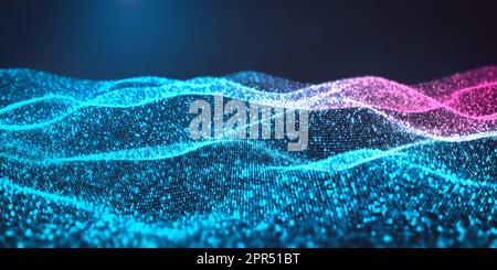 Data wave with binary code, abstract background for data science, business analytics, big data, digital technology, internet communication, virtual re Stock Photo