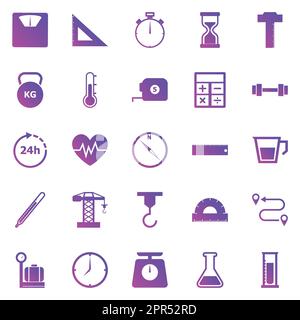 Measuring gradient icons on white background Stock Vector