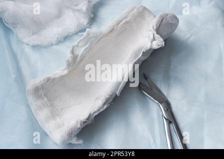Cast removed from a broken arm after recovery Stock Photo