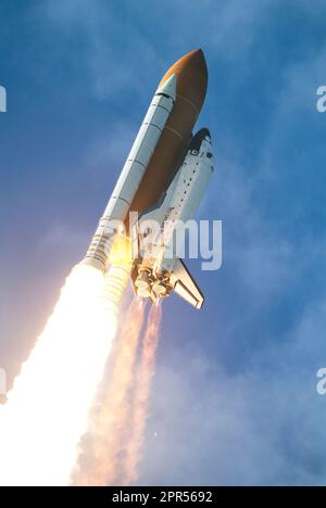 CAPE CANAVERAL, Fla. - With nearly 7 million pounds of thrust generated by twin solid rocket boosters and three main engines, space shuttle Atlantis races to orbit over Launch Pad 39A at NASA's Kennedy Space Center in Florida. Liftoff on its STS-129 mission came at 2:28 p.m. EST Nov. 16. Aboard are crew members Commander Charles O. Hobaugh; Pilot Barry E. Wilmore; and Mission Specialists Leland Melvin, Randy Bresnik, Mike Foreman and Robert L. Satcher Jr. On STS-129, the crew will deliver two ExPRESS Logistics Carriers to the International Space Station, the largest of the shuttle's cargo carr Stock Photo