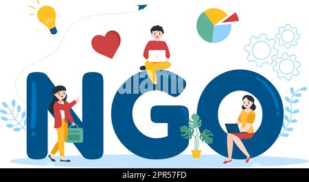 NGO or Non-Governmental Organization to Serve Specific Social and Political Needs in Template Hand Drawn Cartoon Flat Illustration Stock Vector