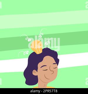 Head With Illuminated Light Bulb With Showing Technology Ideas. Glowing Lamp In Brain Symbols Design Displaying Mechanical And Technical Idea. Stock Vector