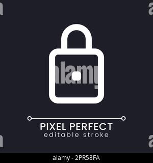 Padlock pixel perfect white linear ui icon for dark theme. Cyber security service. Vector line pictogram. Isolated user interface symbol for night mode. Editable stroke. Poppins font used Stock Vector