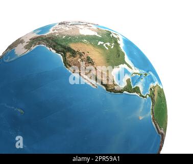 Physical map of Central America and Caribbean. Flattened satellite view ...