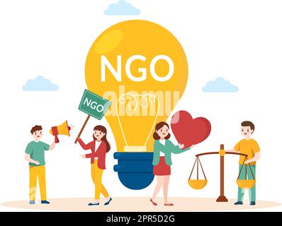 NGO or Non-Governmental Organization to Serve Specific Social and Political Needs in Template Hand Drawn Cartoon Flat Illustration Stock Vector