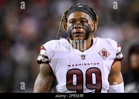 Washington Commanders defensive end Montez Sweat (90) runs during an NFL  football game against the Green Bay Packers, Sunday, October 23, 2022 in  Landover. (AP Photo/Daniel Kucin Jr Stock Photo - Alamy