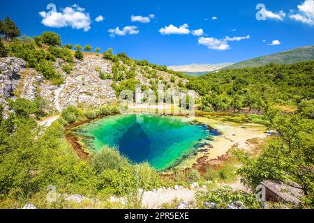 Cetina river source or the eye of the Earth view, Dalmatian Hinterland of Croatia Stock Photo