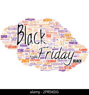 Big word cloud with words black friday. The day after the US holiday of Thanksgiving Shopping season Stock Vector