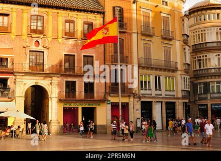 A close in view of the Plaza De La Constitucion, Malaga, Spain Stock Photo