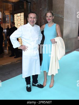 April 26, 2023, New York, New York, USA: Daniel Boulud and Katherine Gage attend Tiffany & Co Landmark Ribbon Cutting Ceremony at 727 Fifth Avenue in New York. (Credit Image: © Photo Image Press via ZUMA Press Wire) EDITORIAL USAGE ONLY! Not for Commercial USAGE! Stock Photo