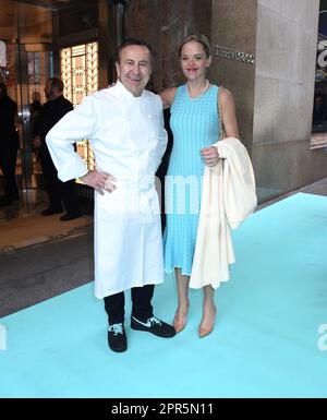 April 26, 2023, New York, New York, USA: Daniel Boulud and Katherine Gage attend Tiffany & Co Landmark Ribbon Cutting Ceremony at 727 Fifth Avenue in New York. (Credit Image: © Photo Image Press via ZUMA Press Wire) EDITORIAL USAGE ONLY! Not for Commercial USAGE! Stock Photo