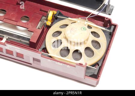 old speakers from the tape recorder, isolated on white background Stock Photo