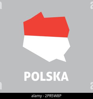 Vector illustration, national flag and map of Poland Stock Photo
