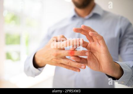 Finger Joint Arthritis. Hand Rheumatism Ache Stock Photo