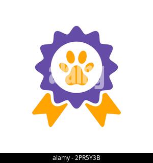 Pets award rosette vector icon. Pet animal sign. Graph symbol for pet and veterinary web site and apps design, logo, app, UI Stock Photo