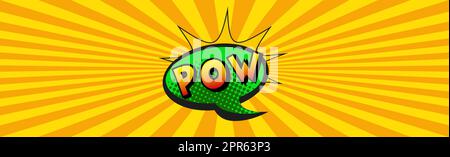 Comic zoom inscription POW on a colored background - Vector Stock Photo