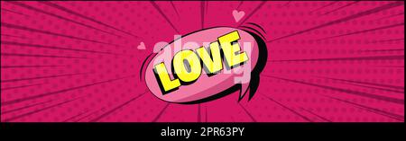 Comic zoom inscription LOVE on a colored background - Vector Stock Photo