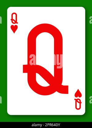 A Queen of Hearts 3d illustration playing card with clipping path to remove background and shadow Stock Photo