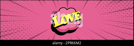 Comic zoom inscription LOVE on a colored background - Vector illustration Stock Photo