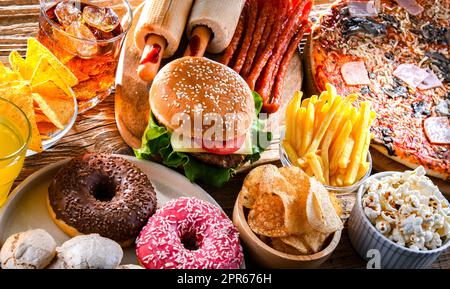 Foods enhancing the risk of cancer. Junk food Stock Photo