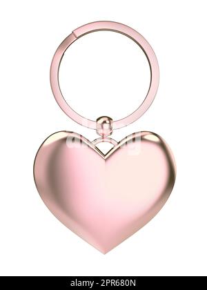 Keychain in heart shape isolated on white background, front view Stock Photo