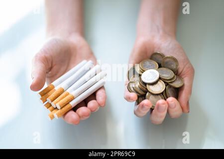 Cigarette Smoking Cost And Budget Money Loss Stock Photo