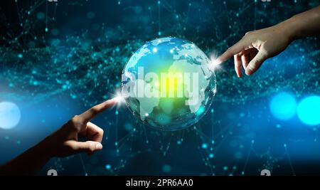 Global network connection, Big data analytic, Business intelligence and Technology connection concept. Stock Photo