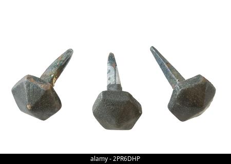 Handmade old nails on white background Stock Photo