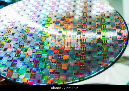 Silicon wafer for manufacturing semiconductor of integrated circuit. Stock Photo