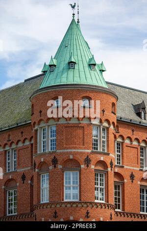 Historic red brick building of Malmo City Library, Malmo, Sweden Stock Photo