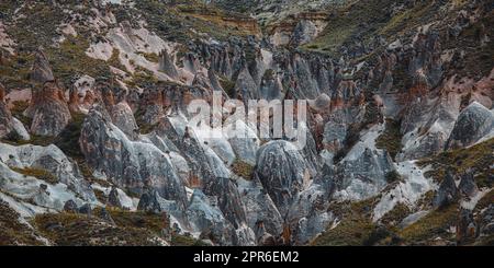 Rock formations in the Rose Valley in Cappadocia, Turkey Stock Photo ...