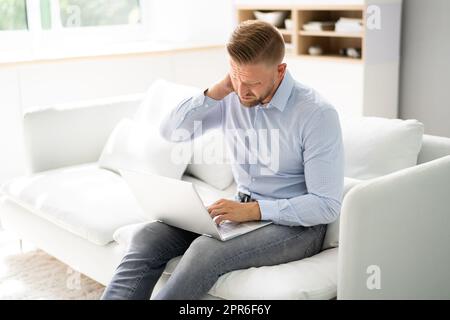 Neck Pain Bad Posture Man Sitting Stock Photo