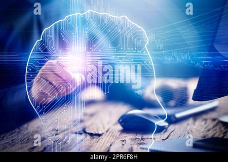 Machine Learning AI. Marketing Plan Analysis Stock Photo