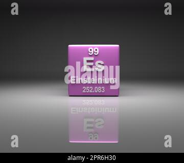 Cube with Einsteinium number 99 periodic table Stock Photo