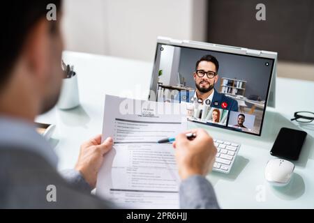 Virtual Job Interview Webcast Stock Photo