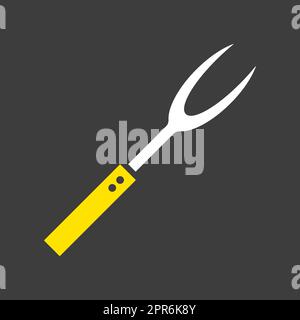 Big kitchen fork vector glyph icon. Kitchen appliances. Graph symbol for cooking web site design, logo, app, UI Stock Photo