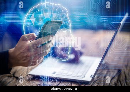 Machine Learning AI. Marketing Plan Analysis Stock Photo